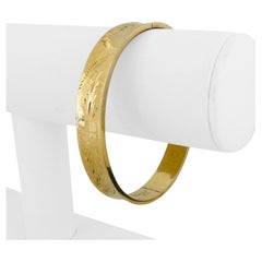 14k Gelbgold 16g Vintage Satin Finish 10mm Konkave Armreif Armband 7,5"