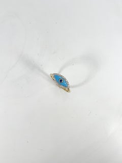 14K Yellow Gold .17 CTW Dia/ .23 CTW Turq/ .04 CTW Sap Evil Eye Ring