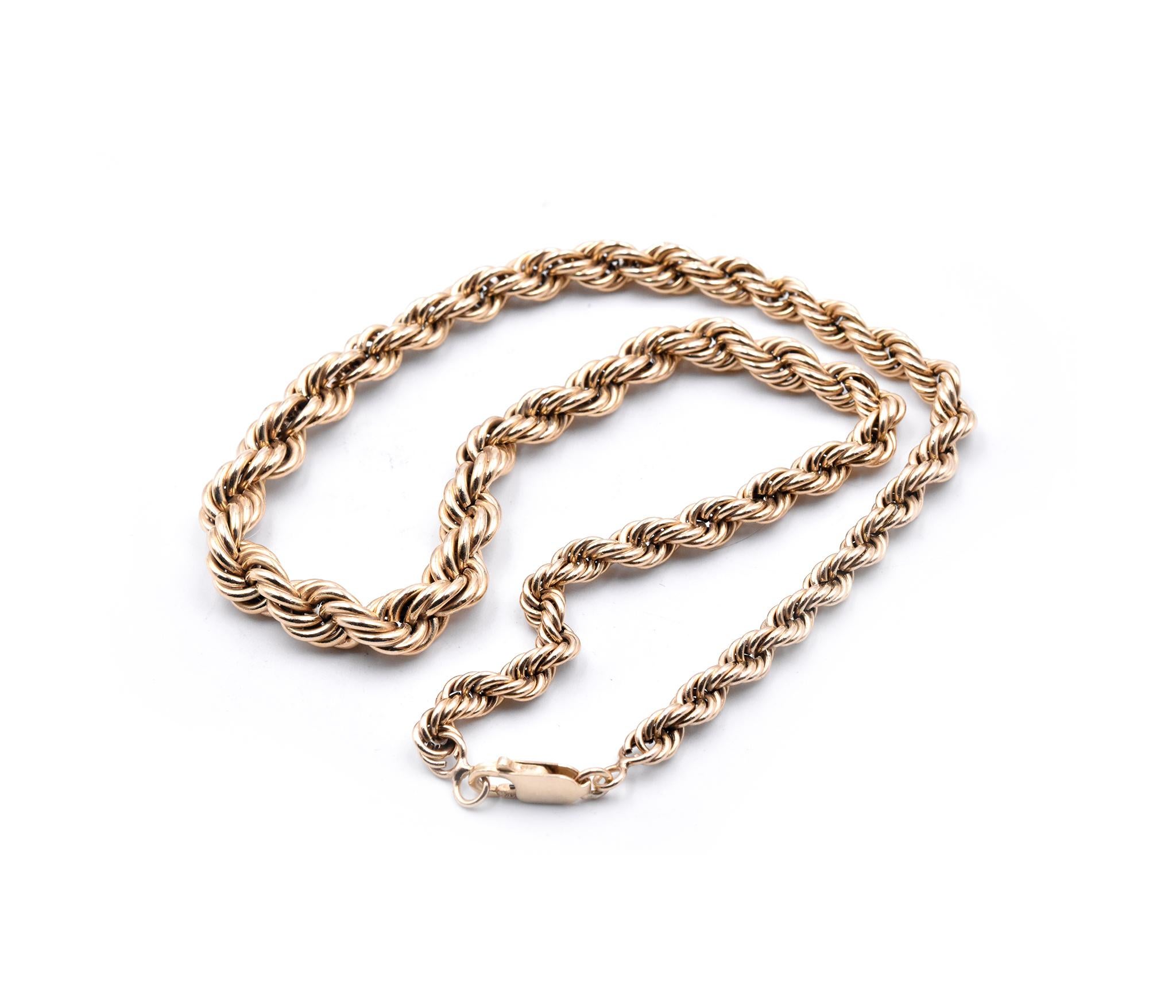 Women's or Men's 14 Karat Yellow Gold Rope Chain