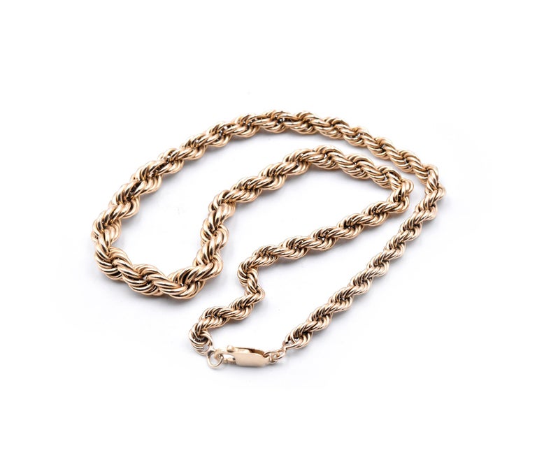 14 Karat Yellow Gold Rope Chain For Sale at 1stDibs