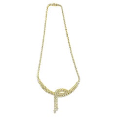 14K Yellow Gold 17.0 Carat Diamond Double Row Lariat Tennis Necklace