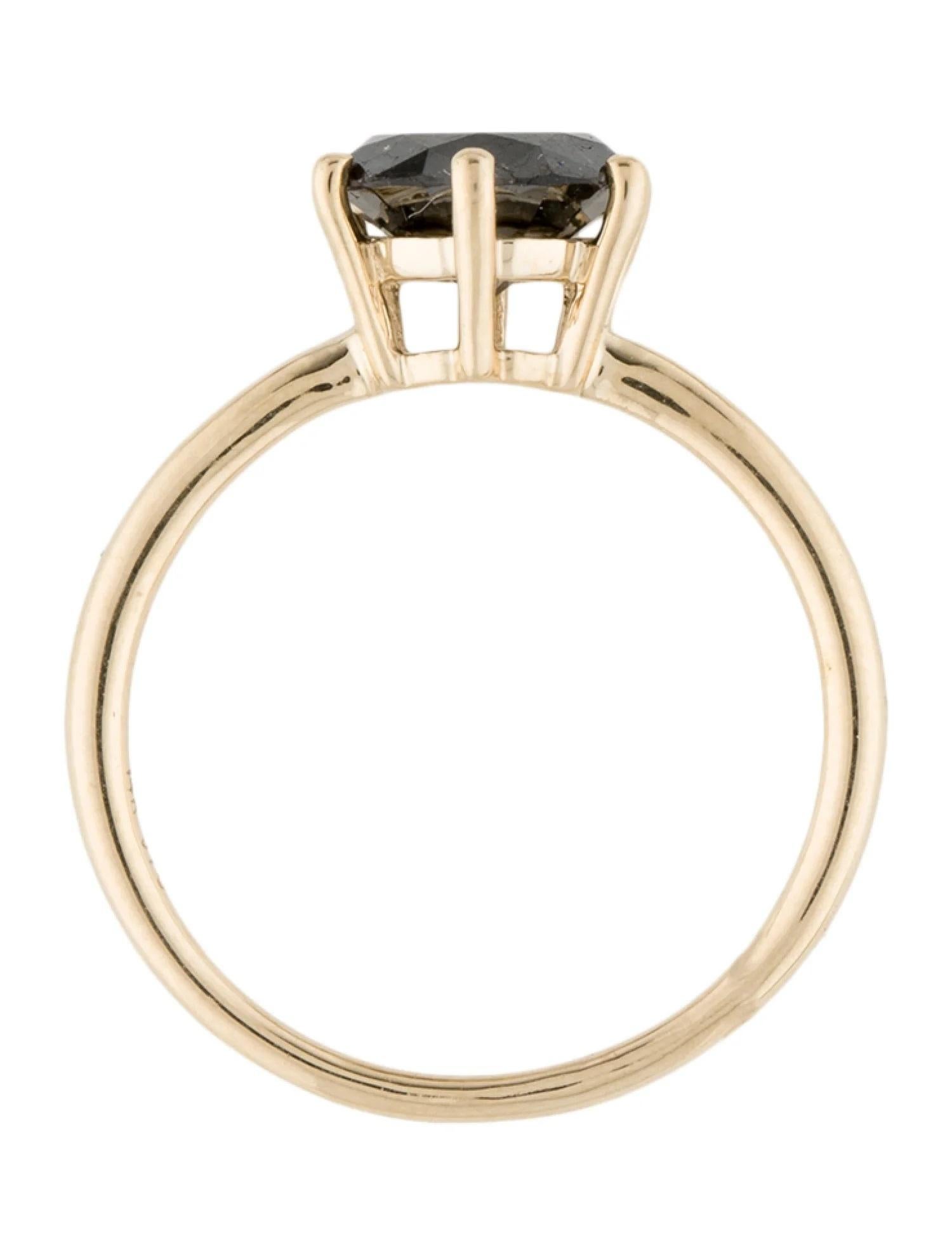 Bague de cocktail en or jaune 14K avec solitaire en diamant noir de 1,70ct, taille 7 Neuf - En vente à Holtsville, NY