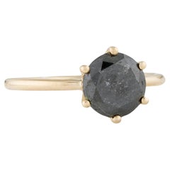 14K Gelbgold 1,70 Karat Schwarzer Diamant Solitär Cocktail-Ring, Größe 7
