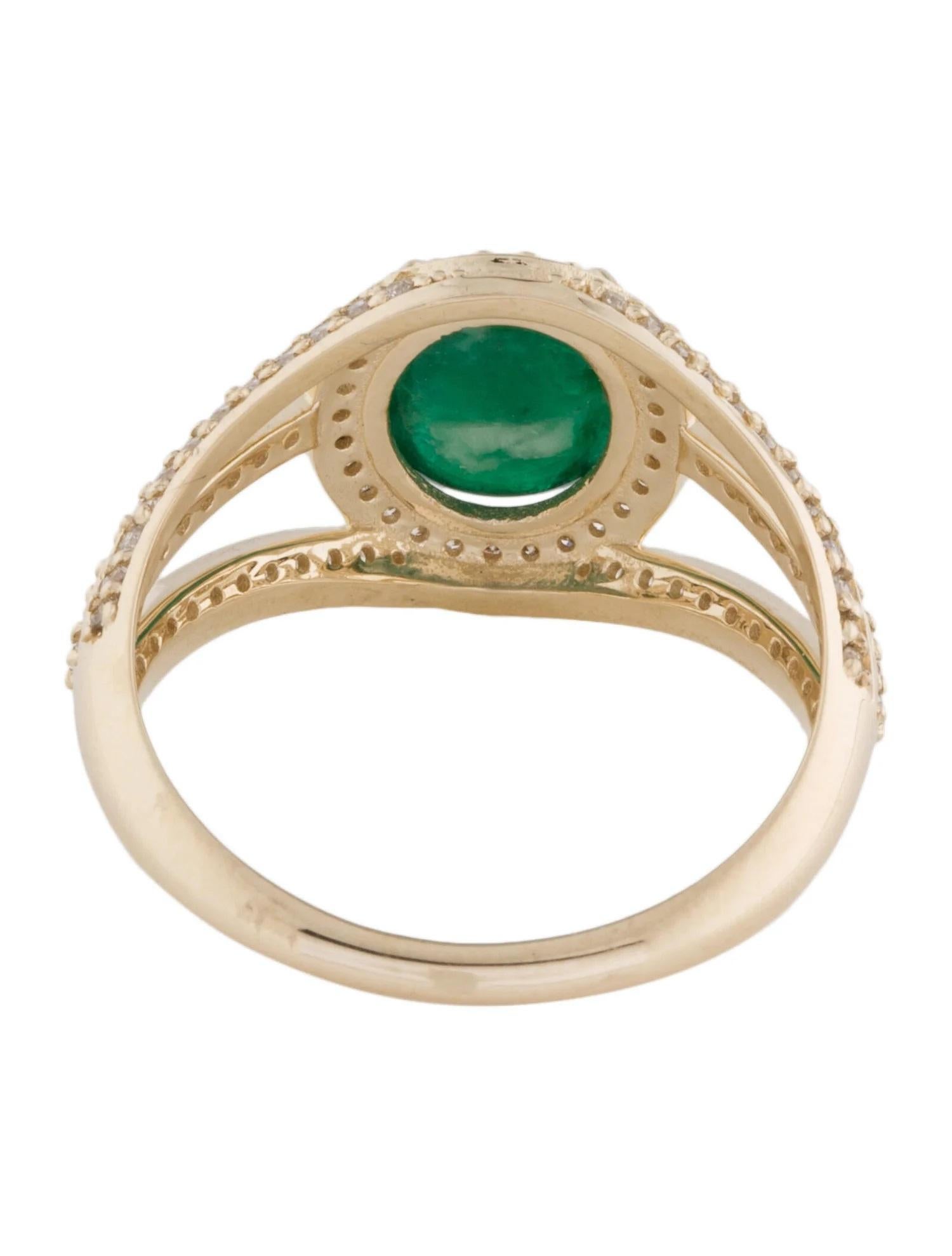 Emerald Cut 14K Yellow Gold 1.70ct Emerald & Diamond Cocktail Ring, Size 7 For Sale