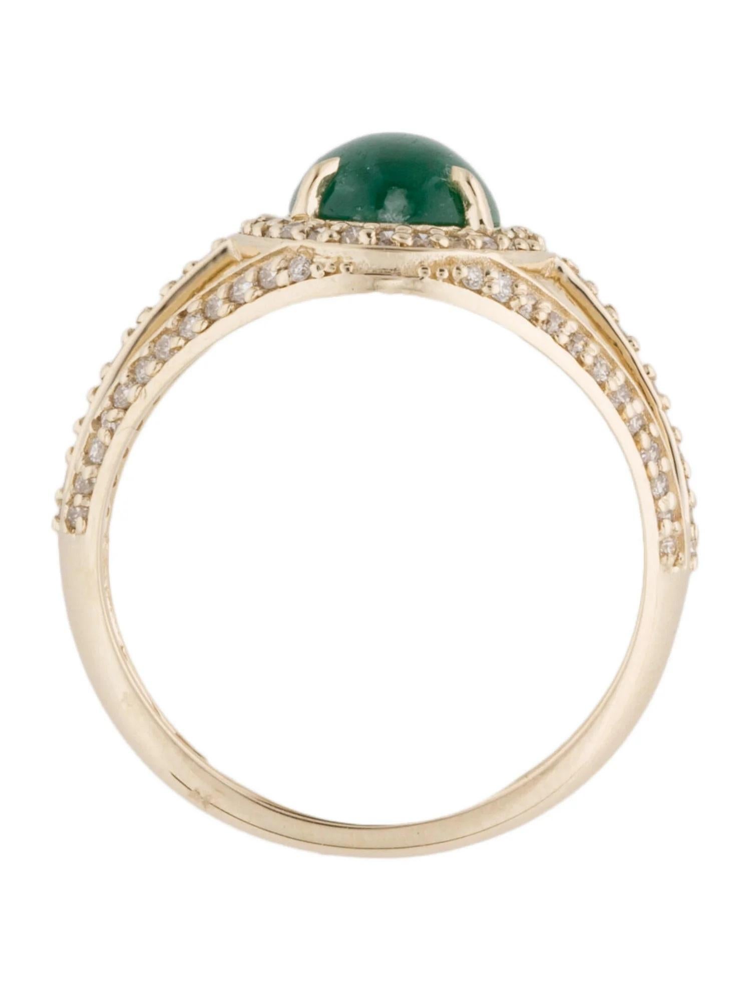 14K Yellow Gold 1.70ct Emerald & Diamond Cocktail Ring, Size 7 In New Condition For Sale In Holtsville, NY