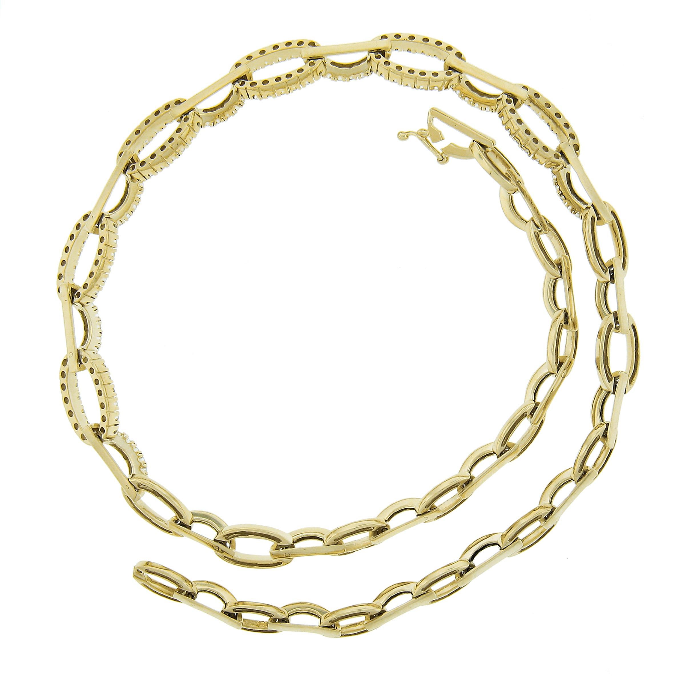 Collier en or jaune 14K avec chaîne à maillons ovale ouverte et graduée en diamants de 2,66 ctw Pour femmes en vente