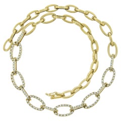 Collier en or jaune 14K avec chaîne à maillons ovale ouverte et graduée en diamants de 2,66 ctw