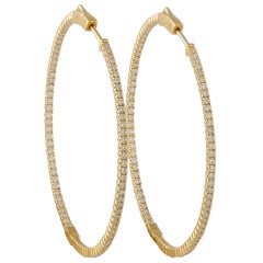 14K Yellow Gold 1.72ct Diamond Inside-Out Hoop Earrings MF20-111825
