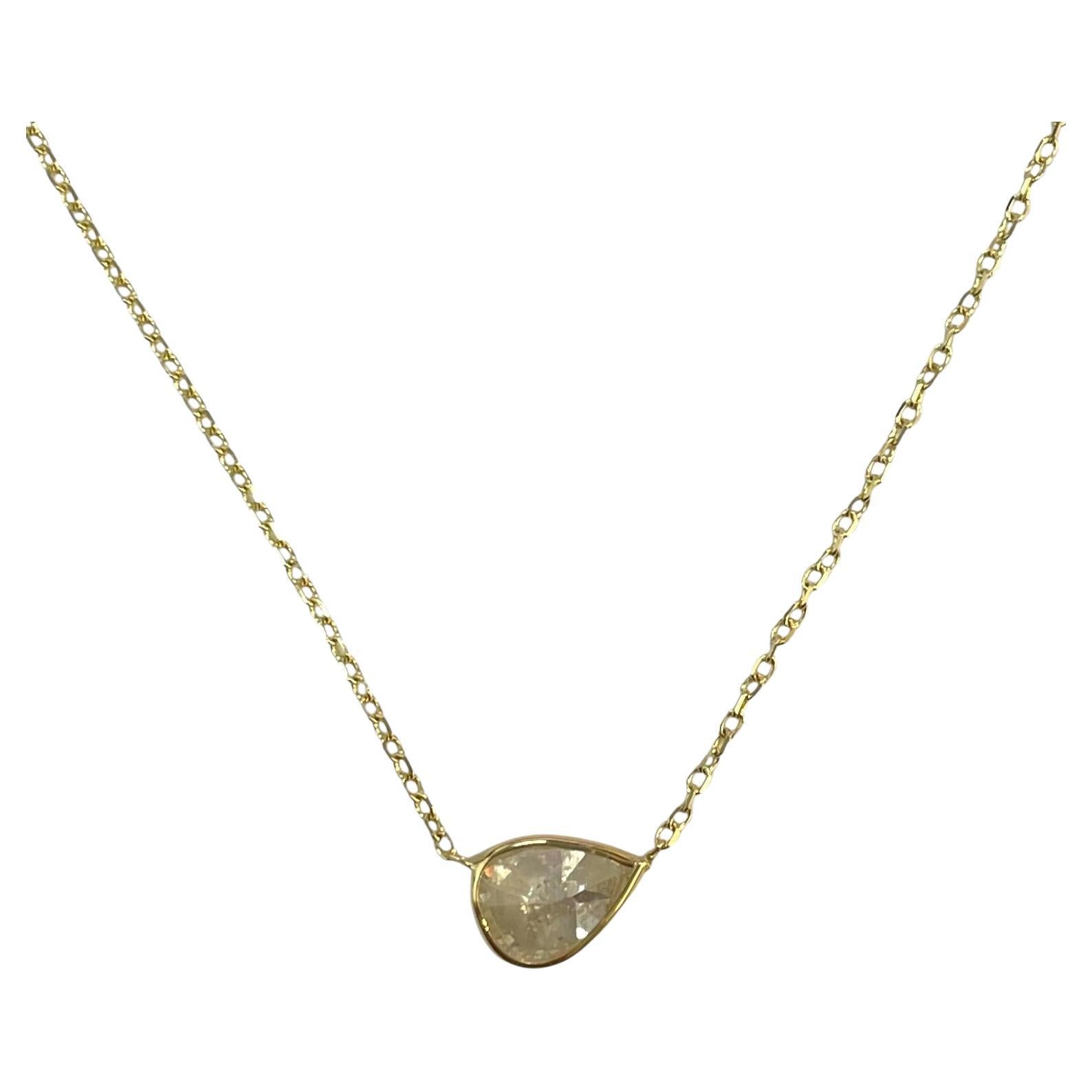 14K Yellow Gold 1.72ct Natural Diamond Bezeled Necklace