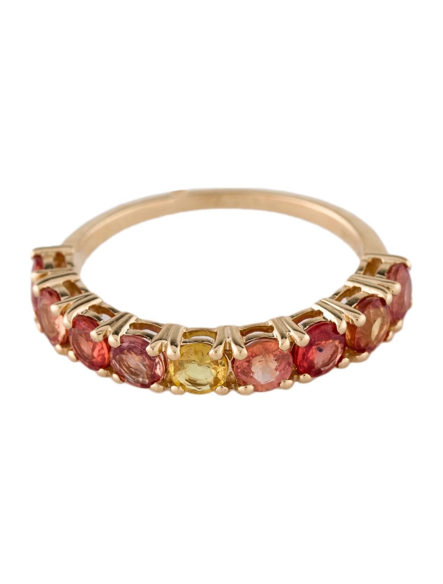 Artista Anello a fascia in oro giallo 14K con zaffiro multicolore da 1,72 carati, misura 6,5 in vendita