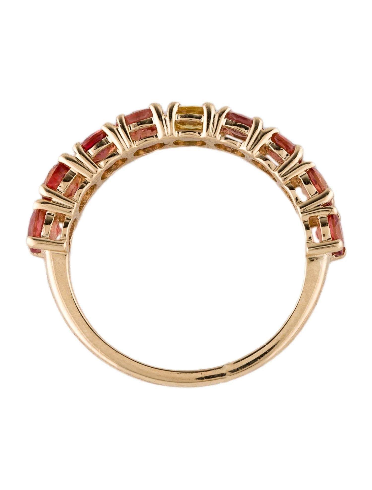 Anello a fascia in oro giallo 14K con zaffiro multicolore da 1,72 carati, misura 6,5 In condizioni Nuovo in vendita a Holtsville, NY