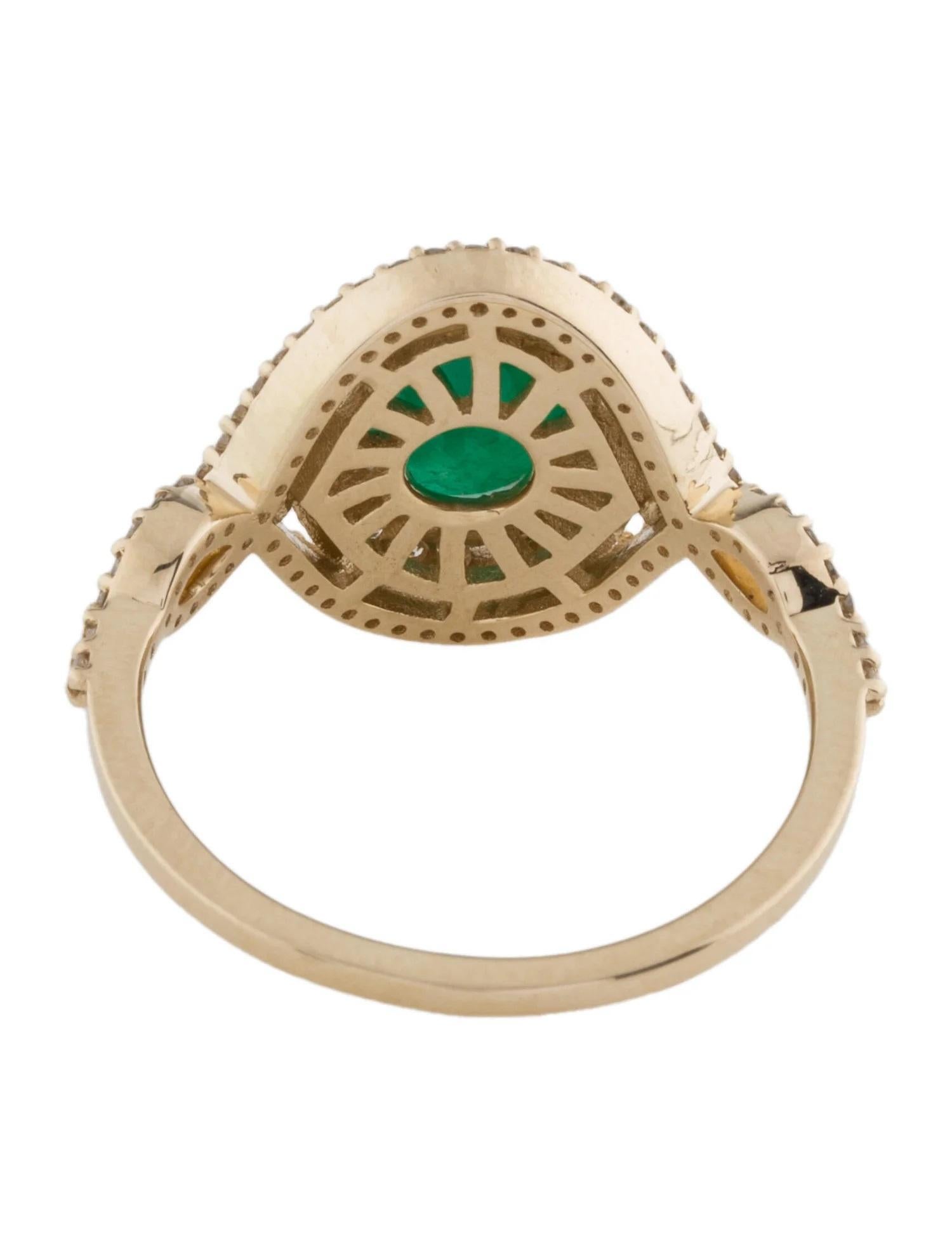 Emerald Cut 14K Yellow Gold 1.73ct Emerald & Diamond Cocktail Ring, Size 7 For Sale