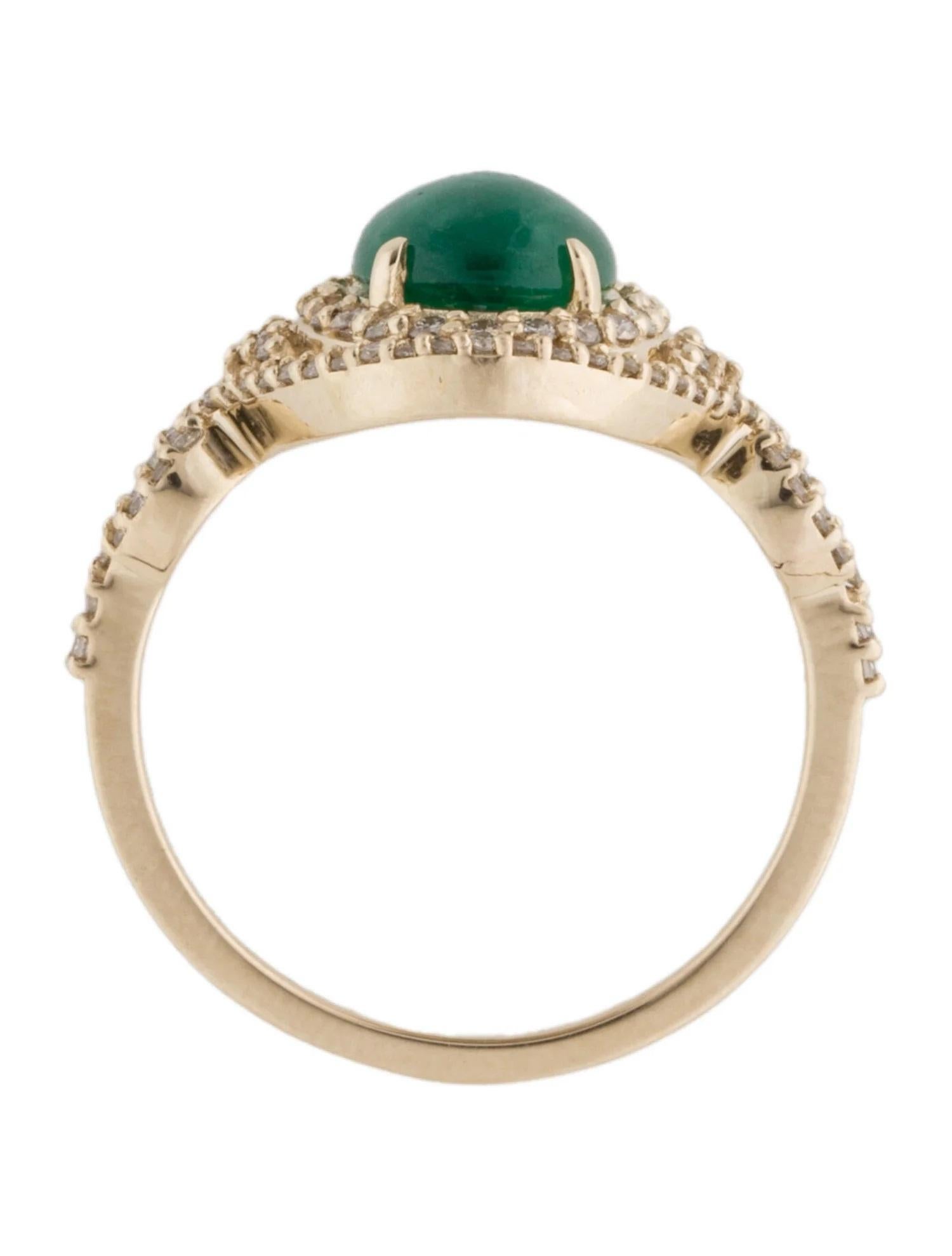 14K Yellow Gold 1.73ct Emerald & Diamond Cocktail Ring, Size 7 In New Condition For Sale In Holtsville, NY