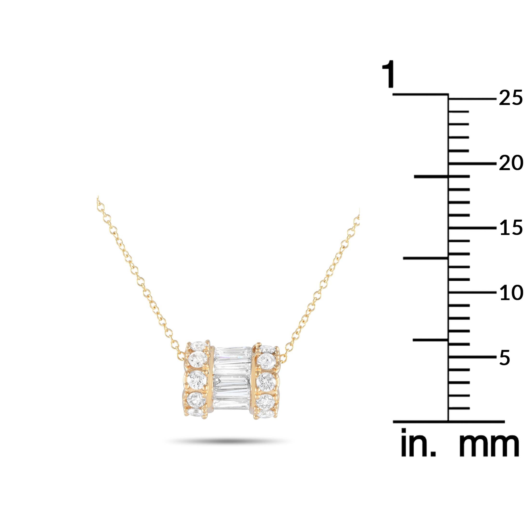14K Yellow Gold 1.75ct Diamond Barrel Necklace In New Condition In Southampton, PA