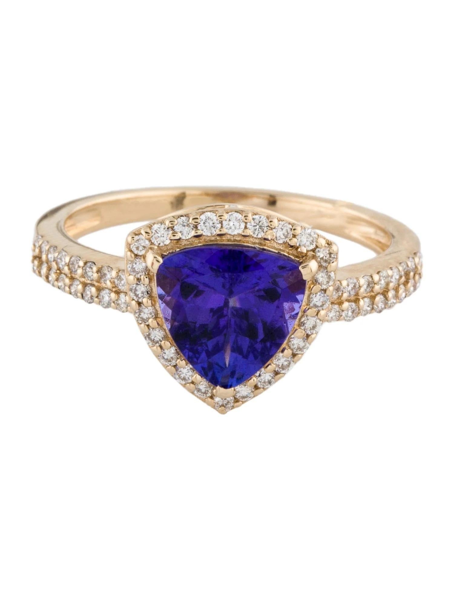 Artist 14K Yellow Gold 1.75ct Tanzanite & Diamond Cocktail Ring Size 6.75 For Sale