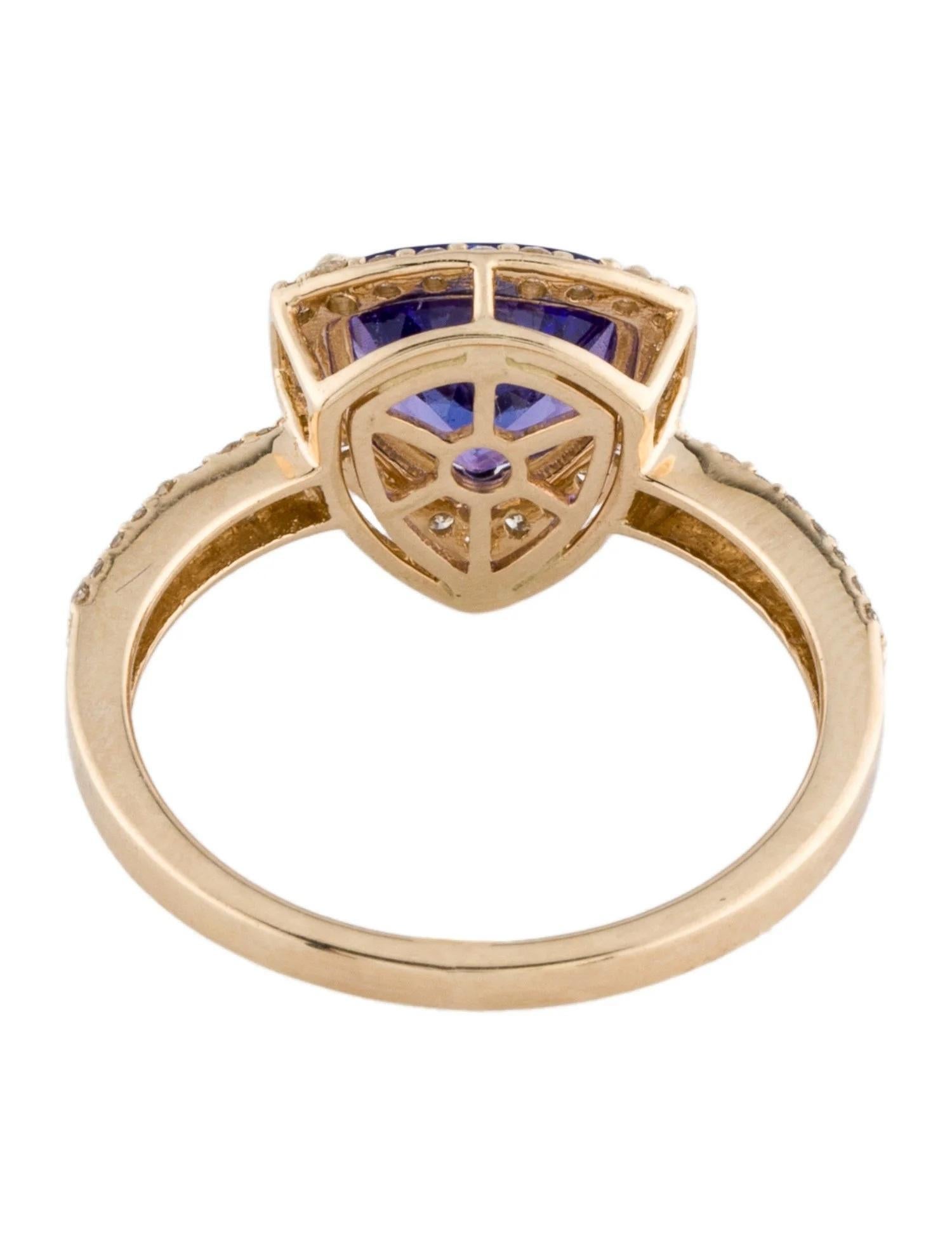 Round Cut 14K Yellow Gold 1.75ct Tanzanite & Diamond Cocktail Ring Size 6.75 For Sale
