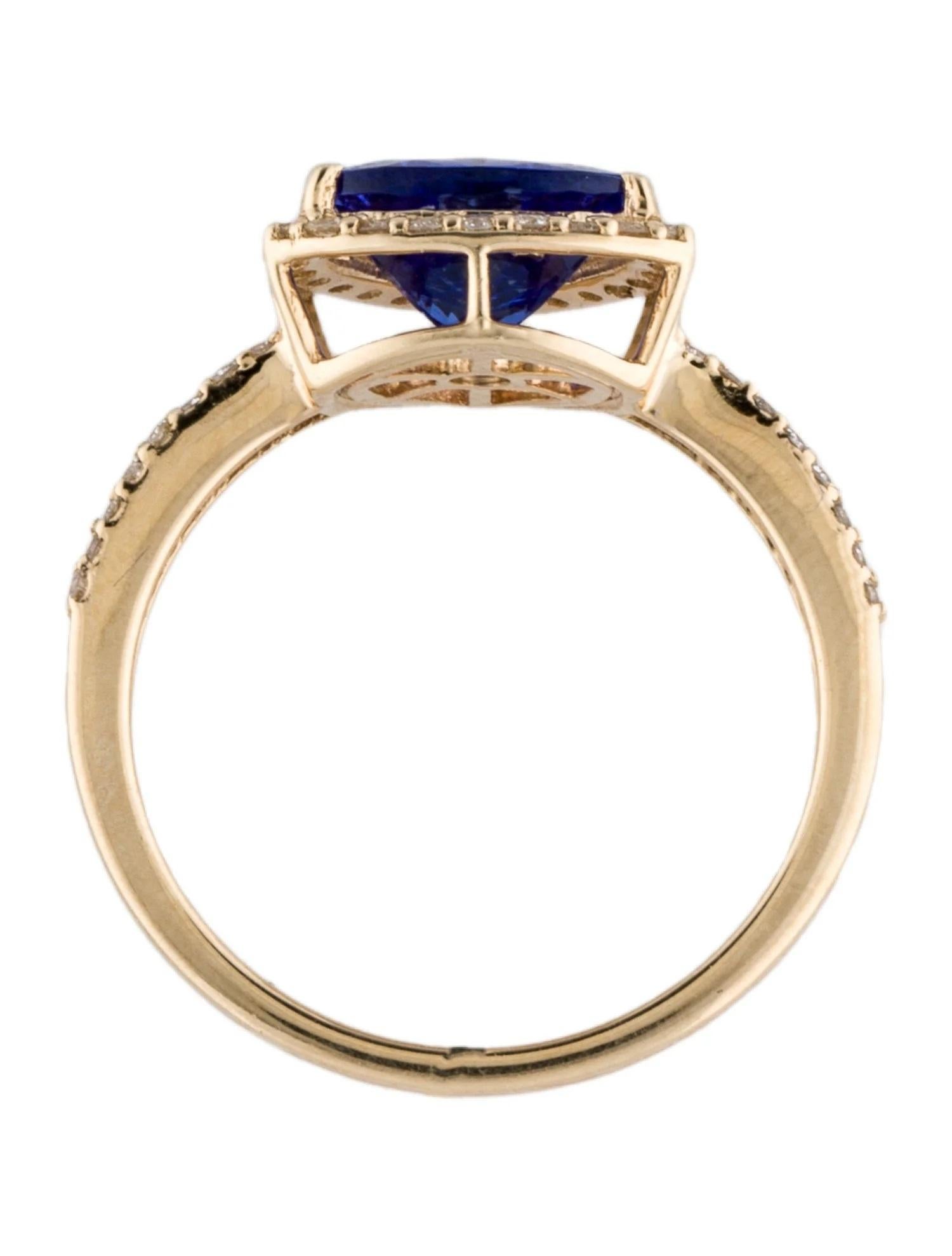 14K Yellow Gold 1.75ct Tanzanite & Diamond Cocktail Ring Size 6.75 In New Condition For Sale In Holtsville, NY