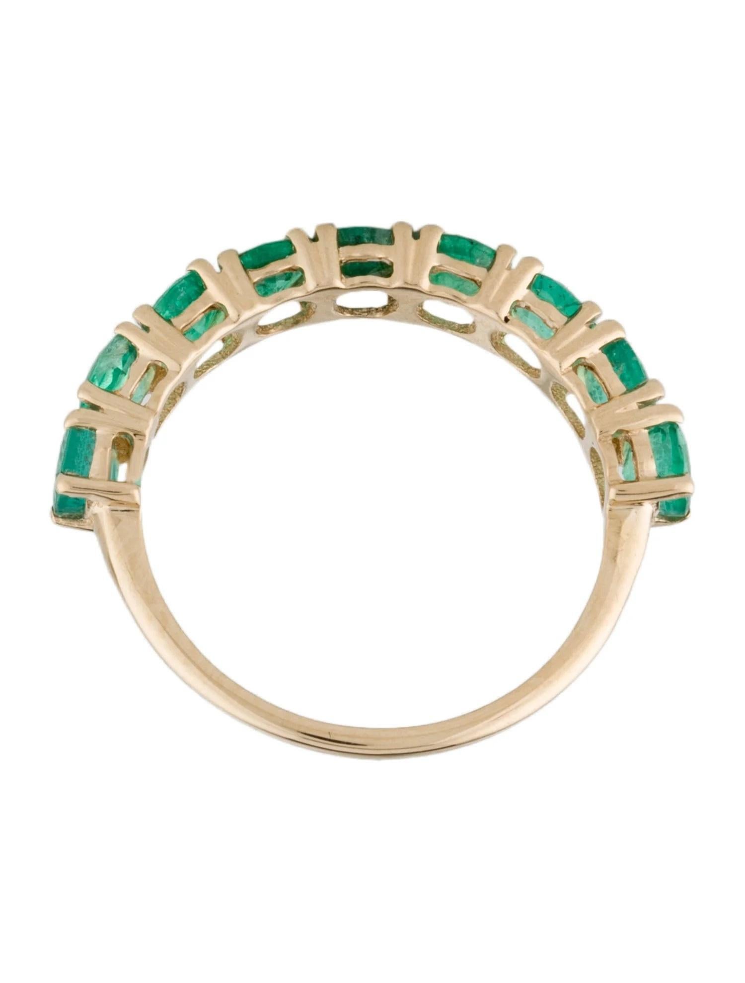 14K Yellow Gold 1.75ctw Emerald Half Eternity Band, Size 6.75, Round Modified In New Condition For Sale In Holtsville, NY