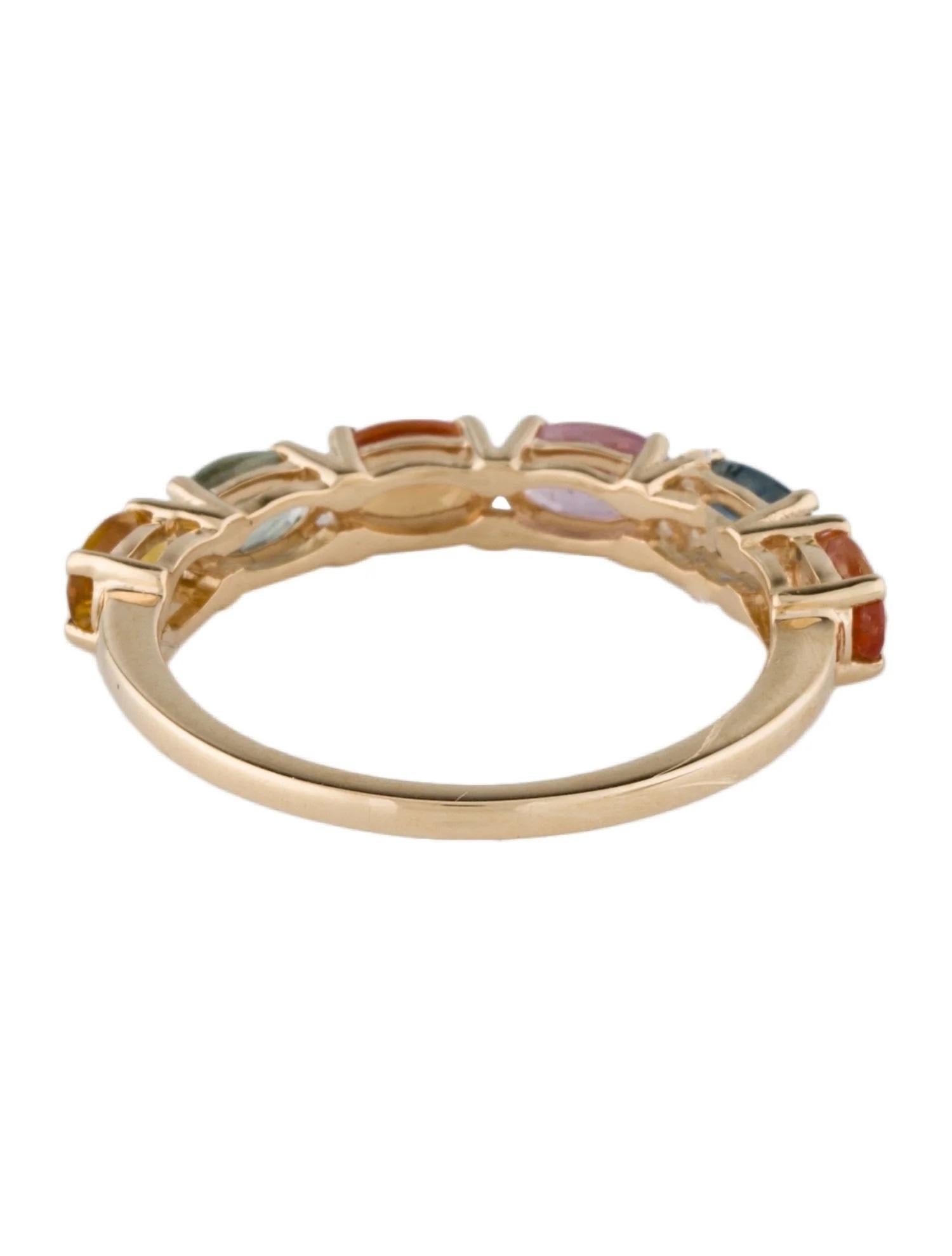 Taille ovale Bague d'éternité demi-anneau en or jaune 14 carats à plusieurs saphirs 1,75 ctw, taille 6,5 en vente