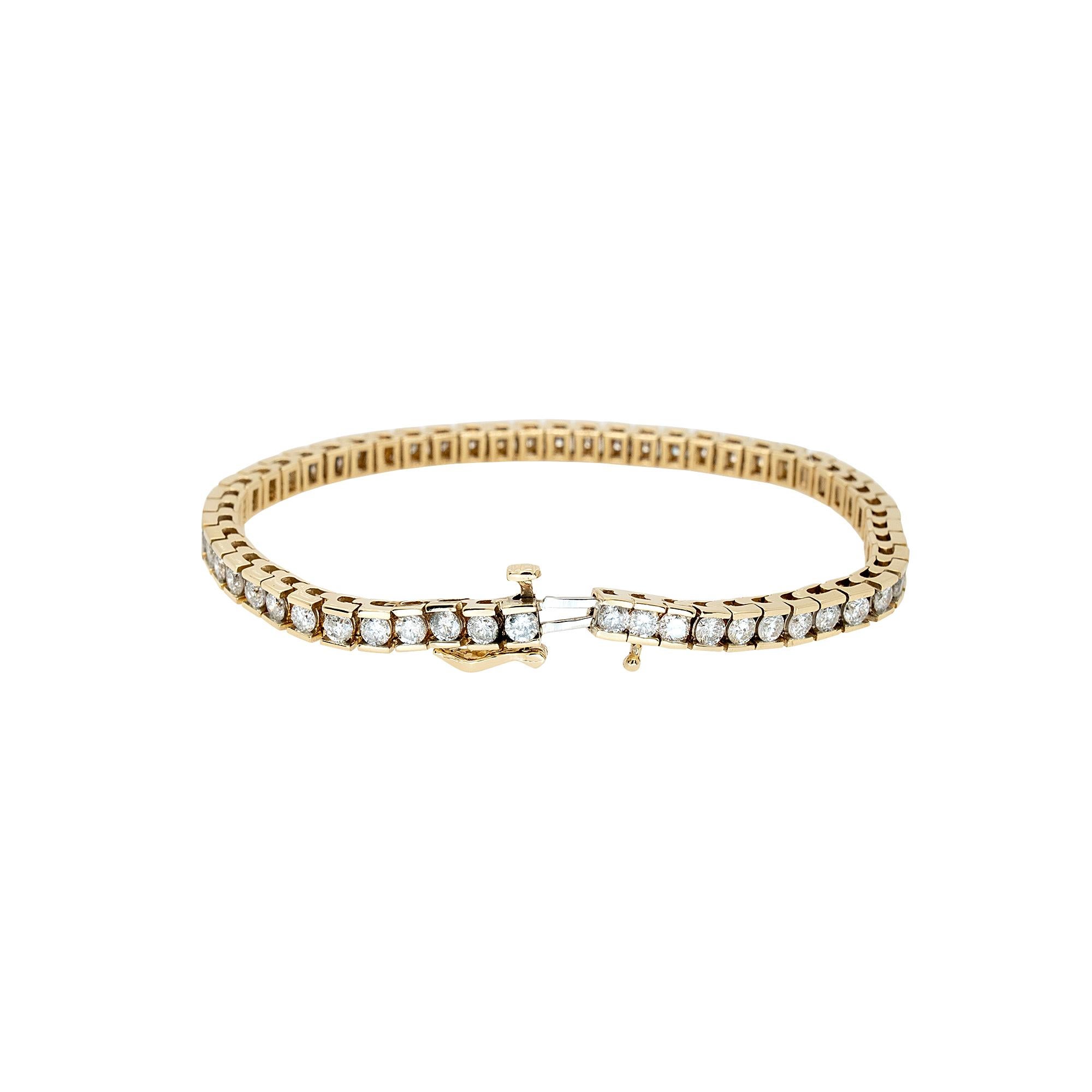Bracelet tennis en or jaune 14 carats avec diamants naturels brillants ronds de 1,75 carat Neuf - En vente à Boca Raton, FL