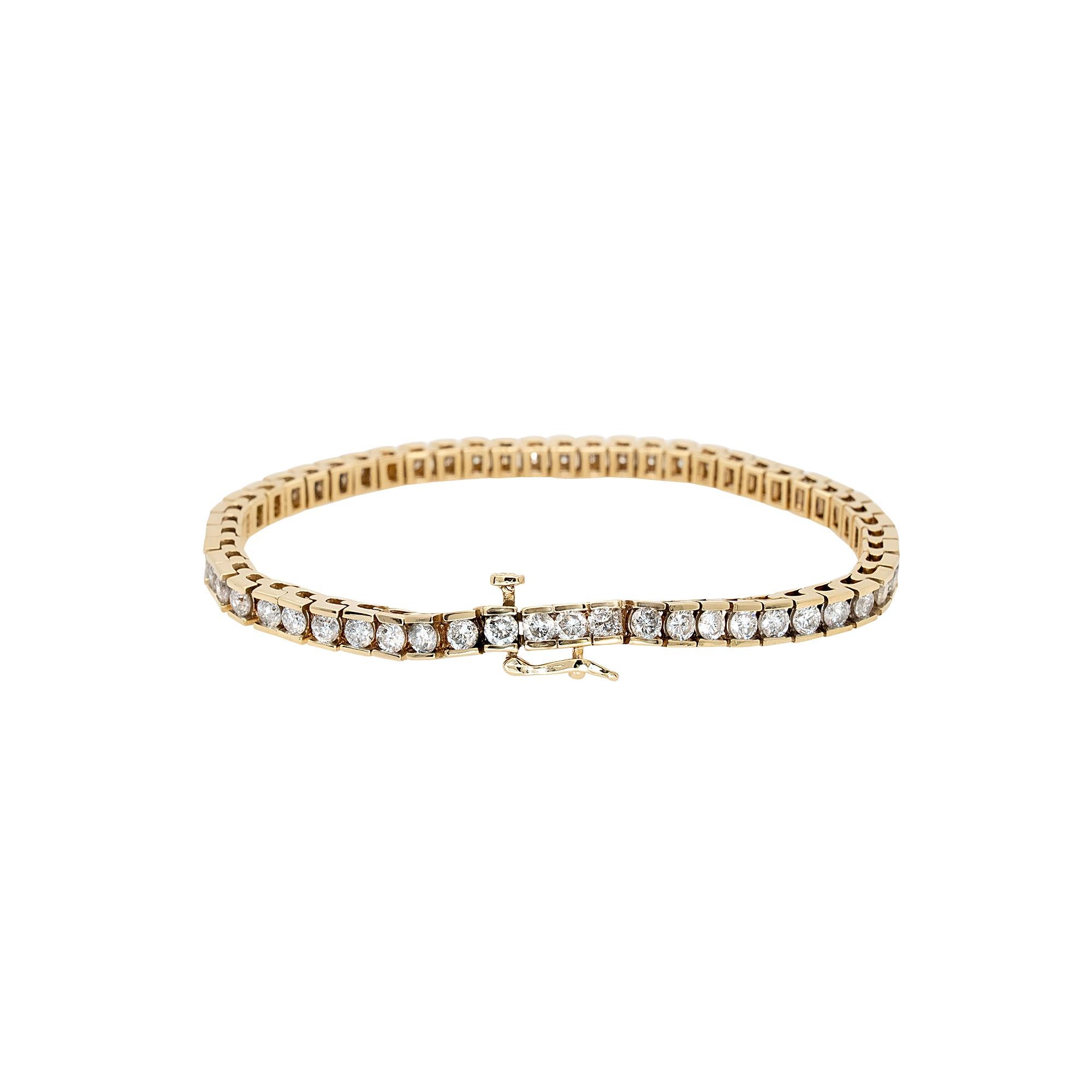 Donna Bracciale tennis in oro giallo 14k con diamanti naturali tondi e brillanti da 1,75 ct. in vendita