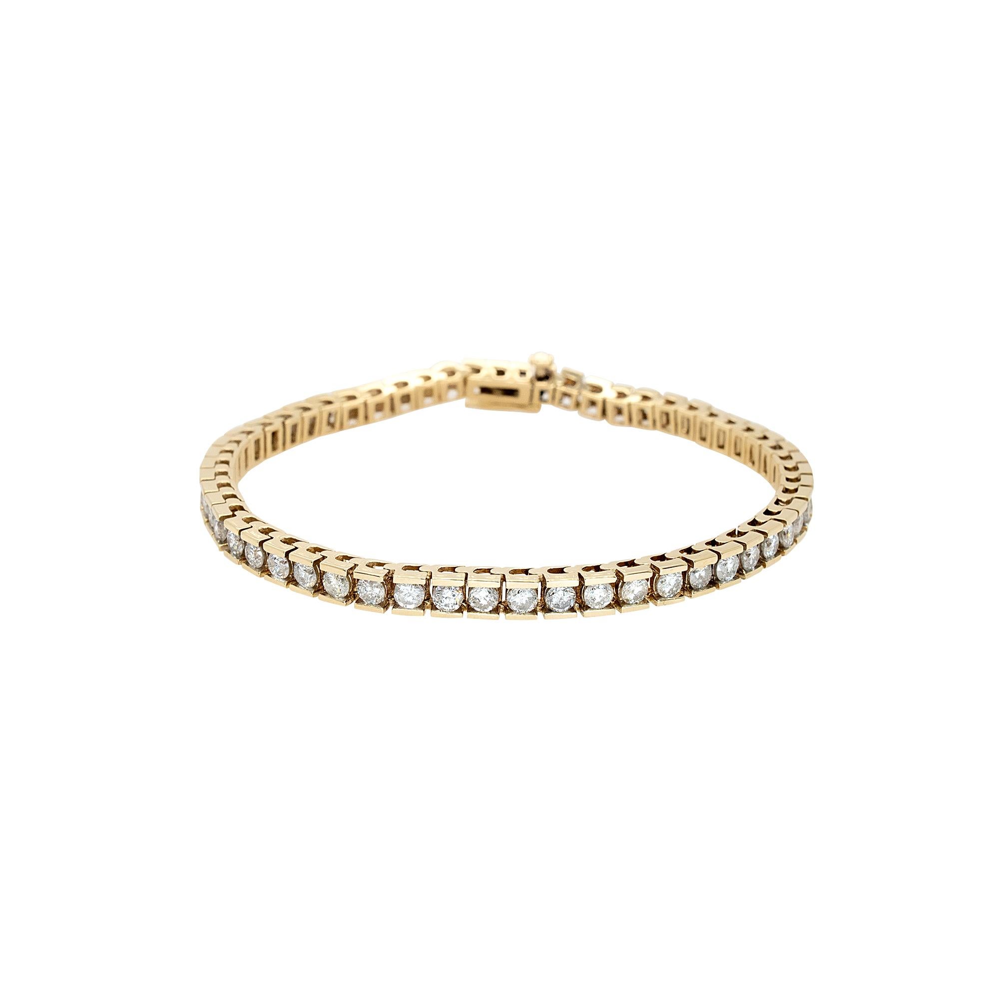 Bracciale tennis in oro giallo 14k con diamanti naturali tondi e brillanti da 1,75 ct. in vendita 1