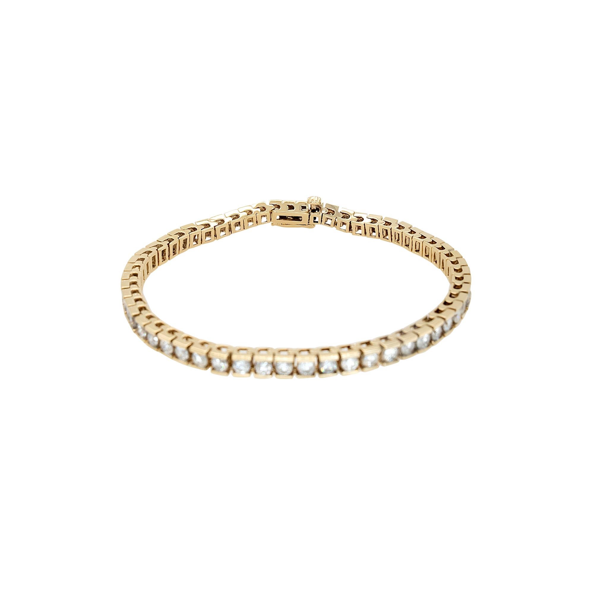 Bracciale tennis in oro giallo 14k con diamanti naturali tondi e brillanti da 1,75 ct. in vendita 2