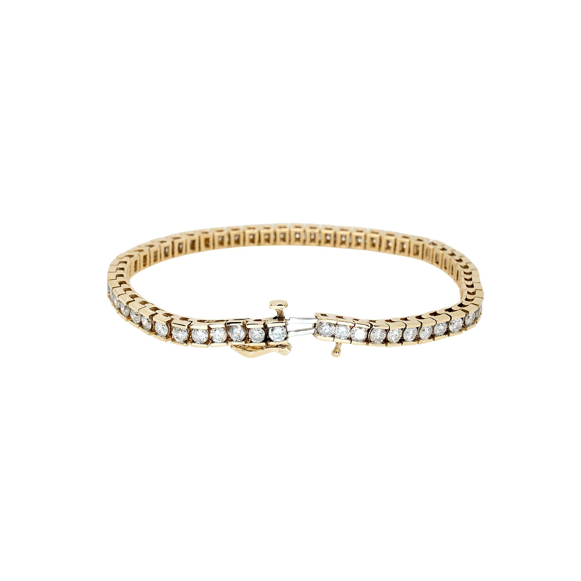 Bracciale tennis in oro giallo 14k con diamanti naturali tondi e brillanti da 1,75 ct. in vendita 3