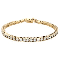 Bracelet tennis en or jaune 14 carats avec diamants naturels brillants ronds de 1,75 carat