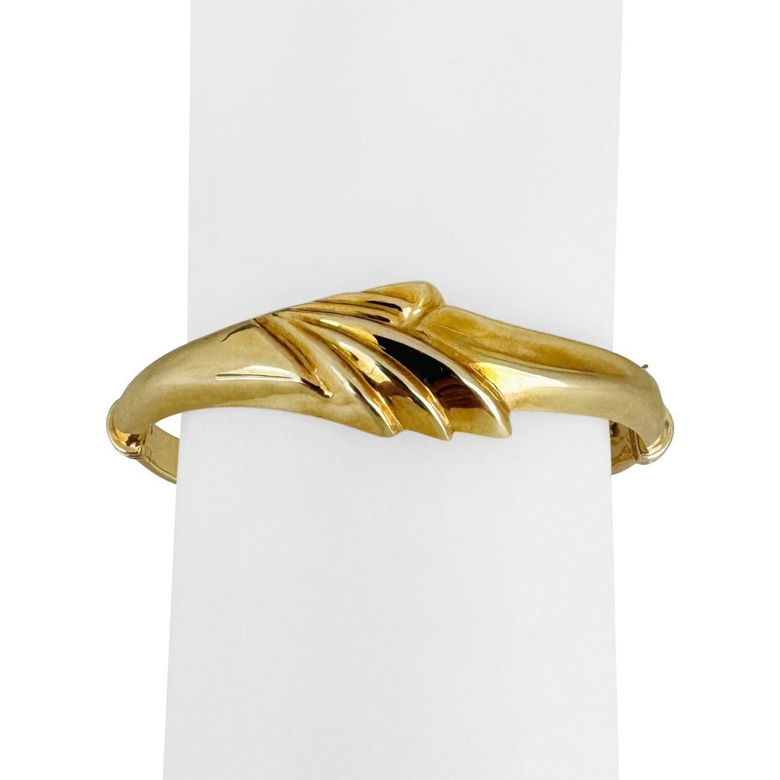 14k Gelbgold 17,5 g massiver Damen Fancy polierter Armreif Armband 6,75