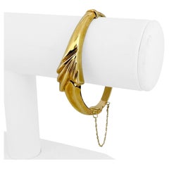 14k Yellow Gold 17.5g Solid Ladies Fancy Polished Bangle Bracelet 6.75"