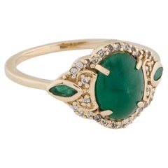 14K Yellow Gold 1.77ctw Emerald 
Diamond Cocktail Ring Size 7