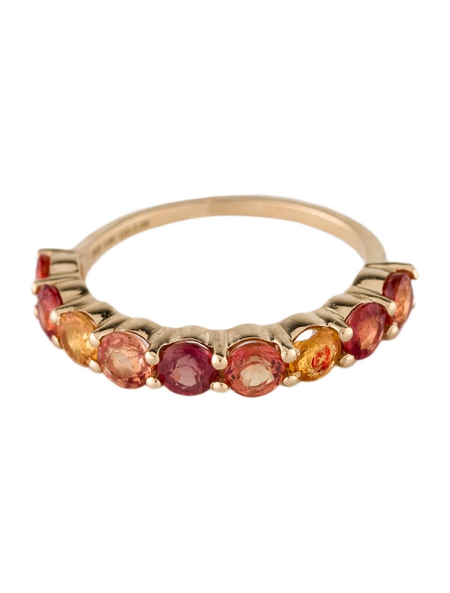 Artista Anello a fascia in oro giallo 14K con zaffiro multicolore da 1,77 carati, misura 6,5 in vendita