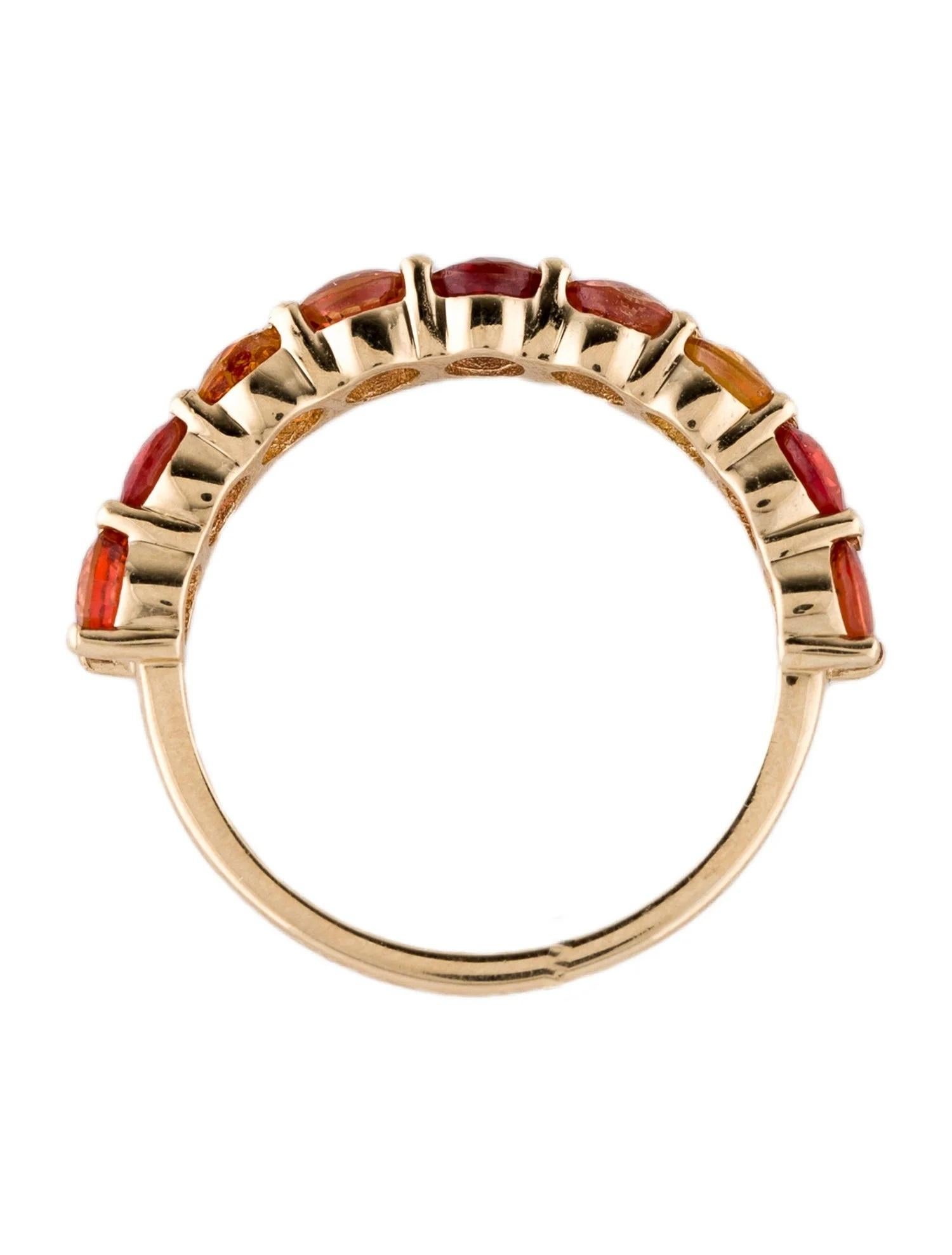 Anello a fascia in oro giallo 14K con zaffiro multicolore da 1,77 carati, misura 6,5 In condizioni Nuovo in vendita a Holtsville, NY