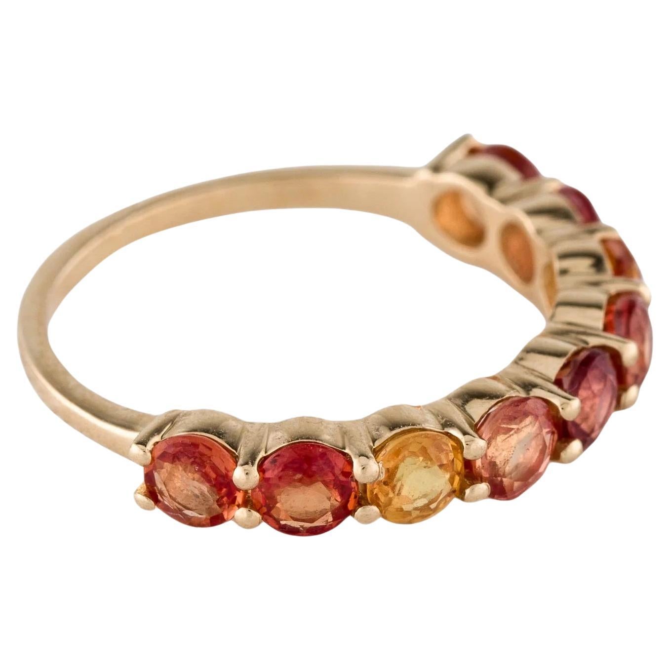 14K Yellow Gold 1.77ctw Multi-Color Sapphire Band Ring, Size 6.5