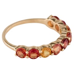 14K Yellow Gold 1.77ctw Multi-Color Sapphire Band Ring, Size 6.5