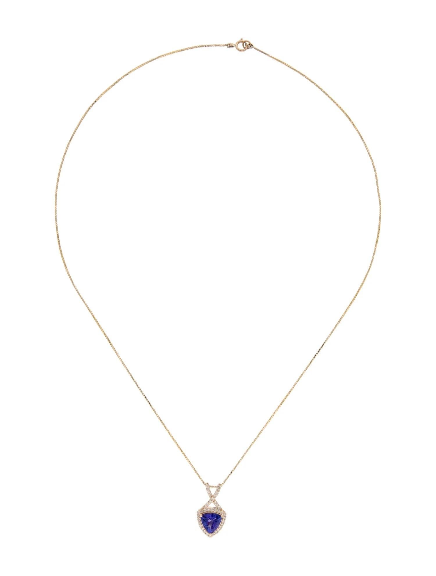 Artist 14K Yellow Gold 1.78ct Tanzanite & 0.31ctw Diamond Pendant Necklace, 18-Inch For Sale