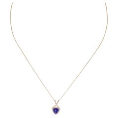 Collana con ciondolo in oro giallo 14K con tanzanite da 1,78 carati e diamanti da 0,31 carati, 18 pollici