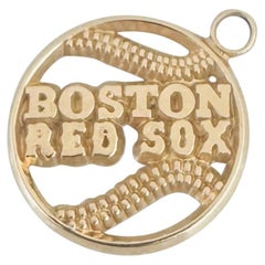 14k Yellow Gold 1.7g Boston Red Sox Baseball Charm Pendant