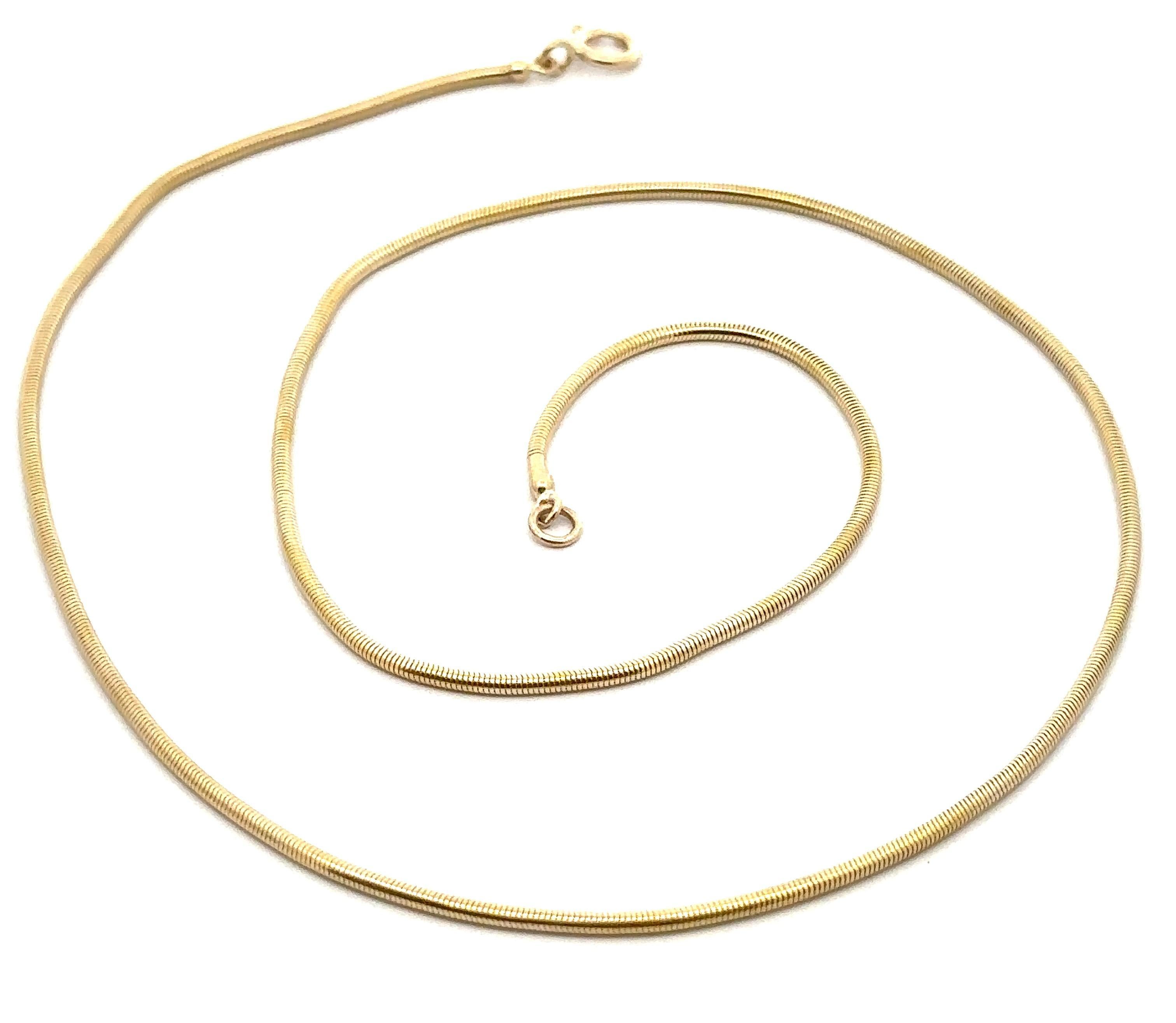 da uomo o donna 14k Yellow Gold 1.7mm Round Snake Silky Link 20