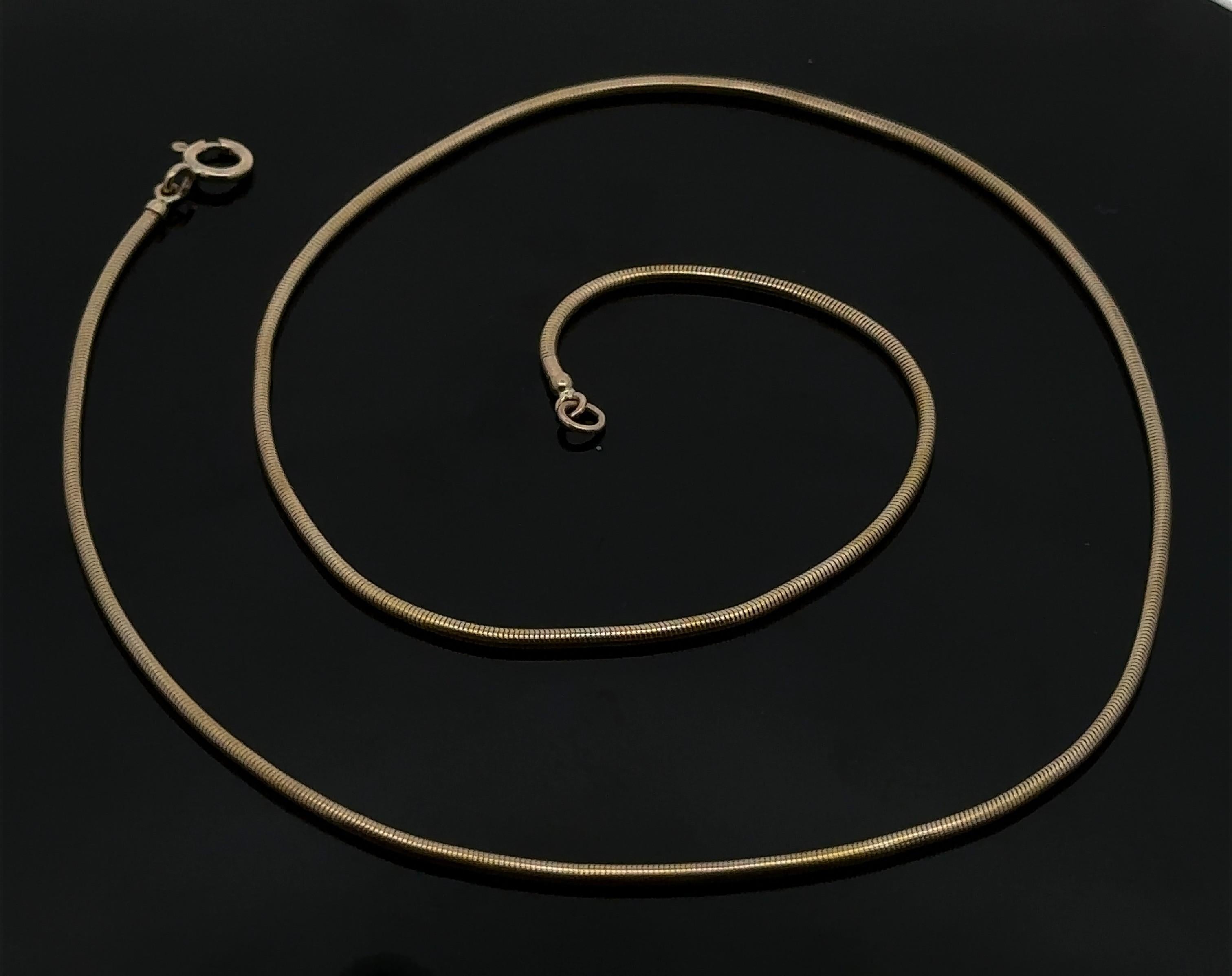 14k Yellow Gold 1.7mm Round Snake Silky Link 20