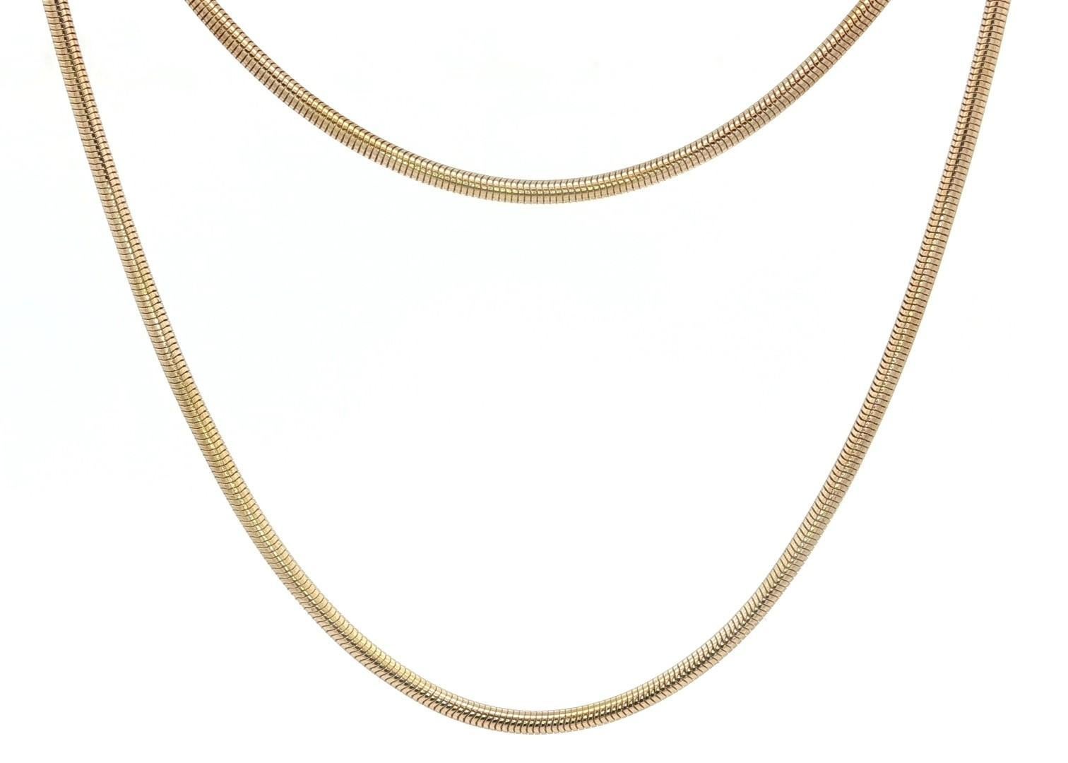 14k Yellow Gold 1.7mm Round Snake Silky Link 20