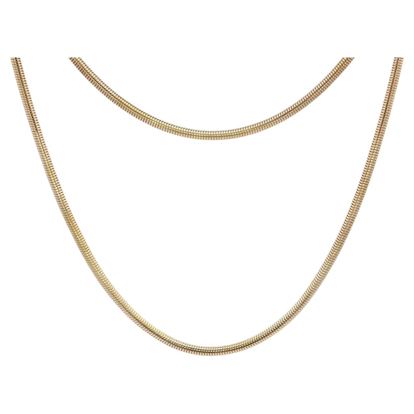 14k Yellow Gold 1.7mm Round Snake Silky Link 20" Chain Necklace
