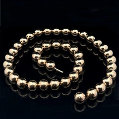 14k Yellow Gold 18" 11mm Polished Ball Bead on Cable Link Chain Necklace Strand