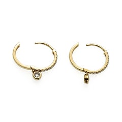 14K Yellow Gold 18 mm Height 0.36 CT Diamonds Hoop Earrings