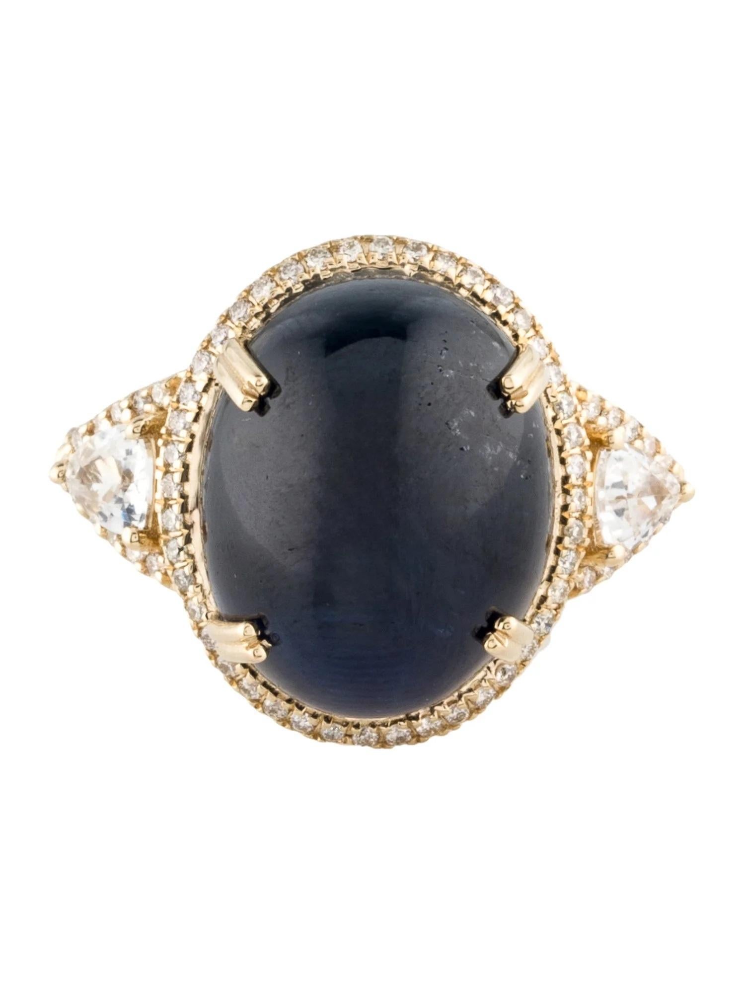 Artiste Bague cocktail en or jaune 14 carats, saphir 18,04 carats et diamants, taille 7,25 en vente