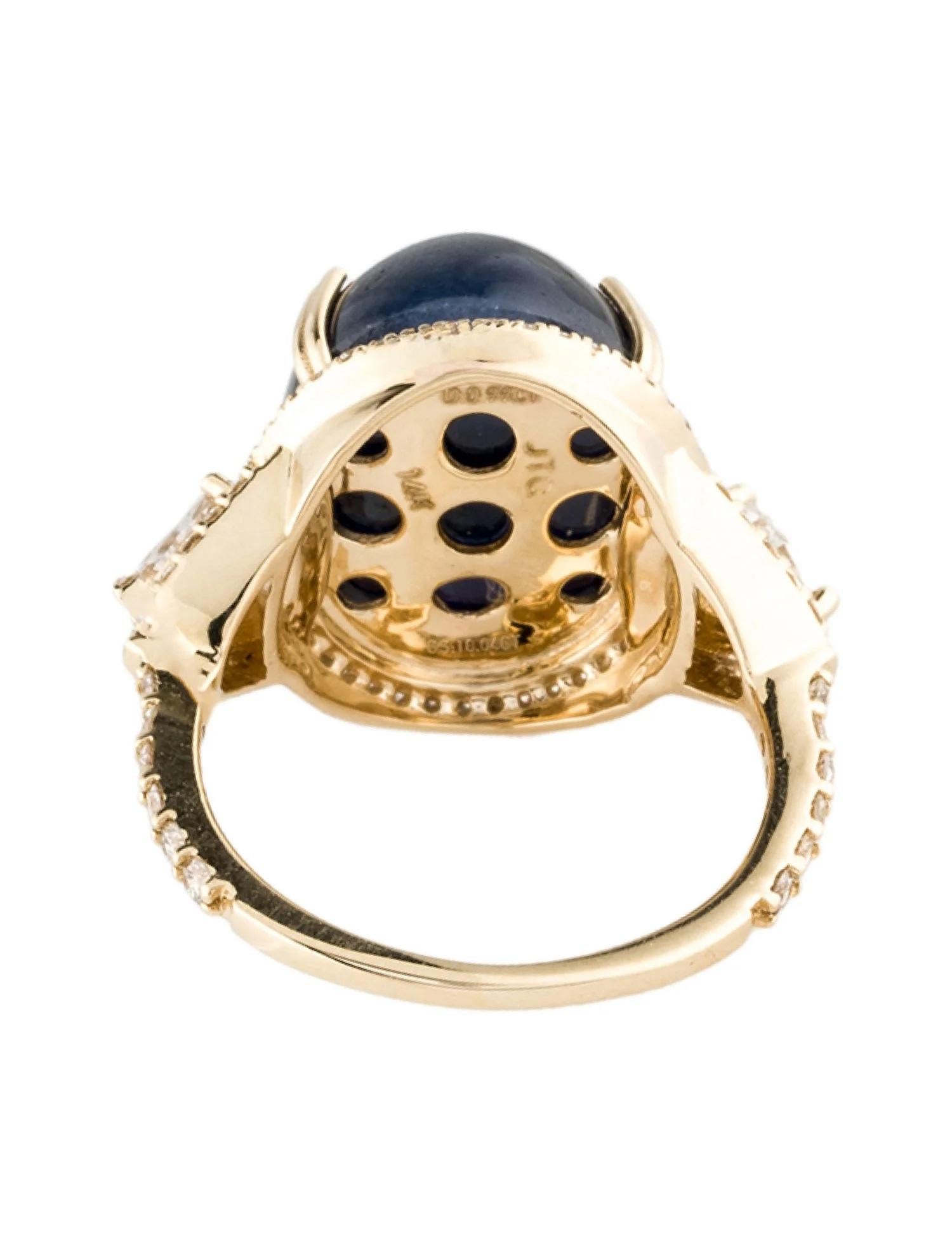 Taille ronde Bague cocktail en or jaune 14 carats, saphir 18,04 carats et diamants, taille 7,25 en vente