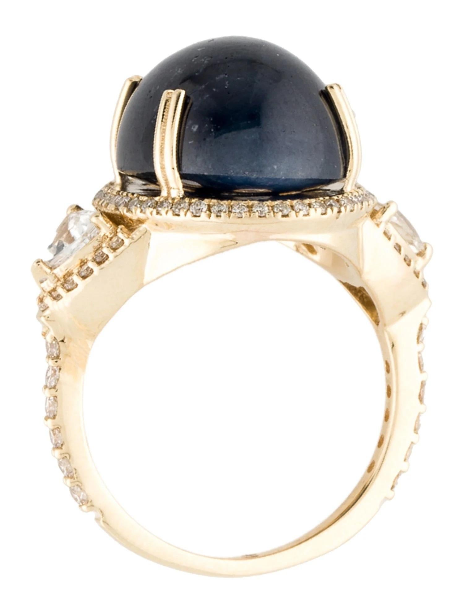 Bague cocktail en or jaune 14 carats, saphir 18,04 carats et diamants, taille 7,25 Neuf - En vente à Holtsville, NY