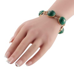 Pulsera de oro amarillo de 14 quilates con 1,80 ct de diamantes y malaquita MF09-013026