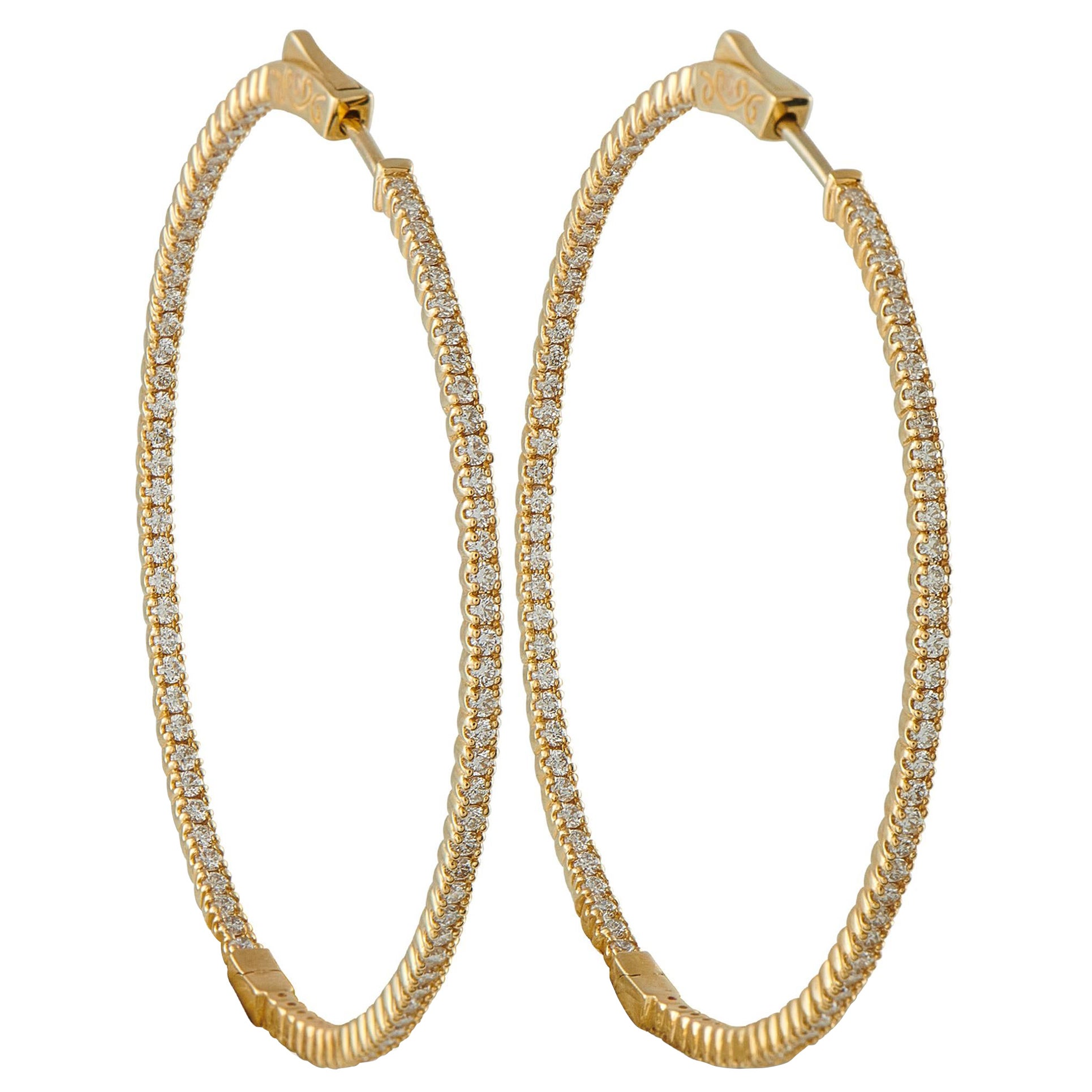 Boucles d
oreilles en or jaune 14K avec diamant de 1,80 ct à l
intérieur et à l
extérieur MF19-111825